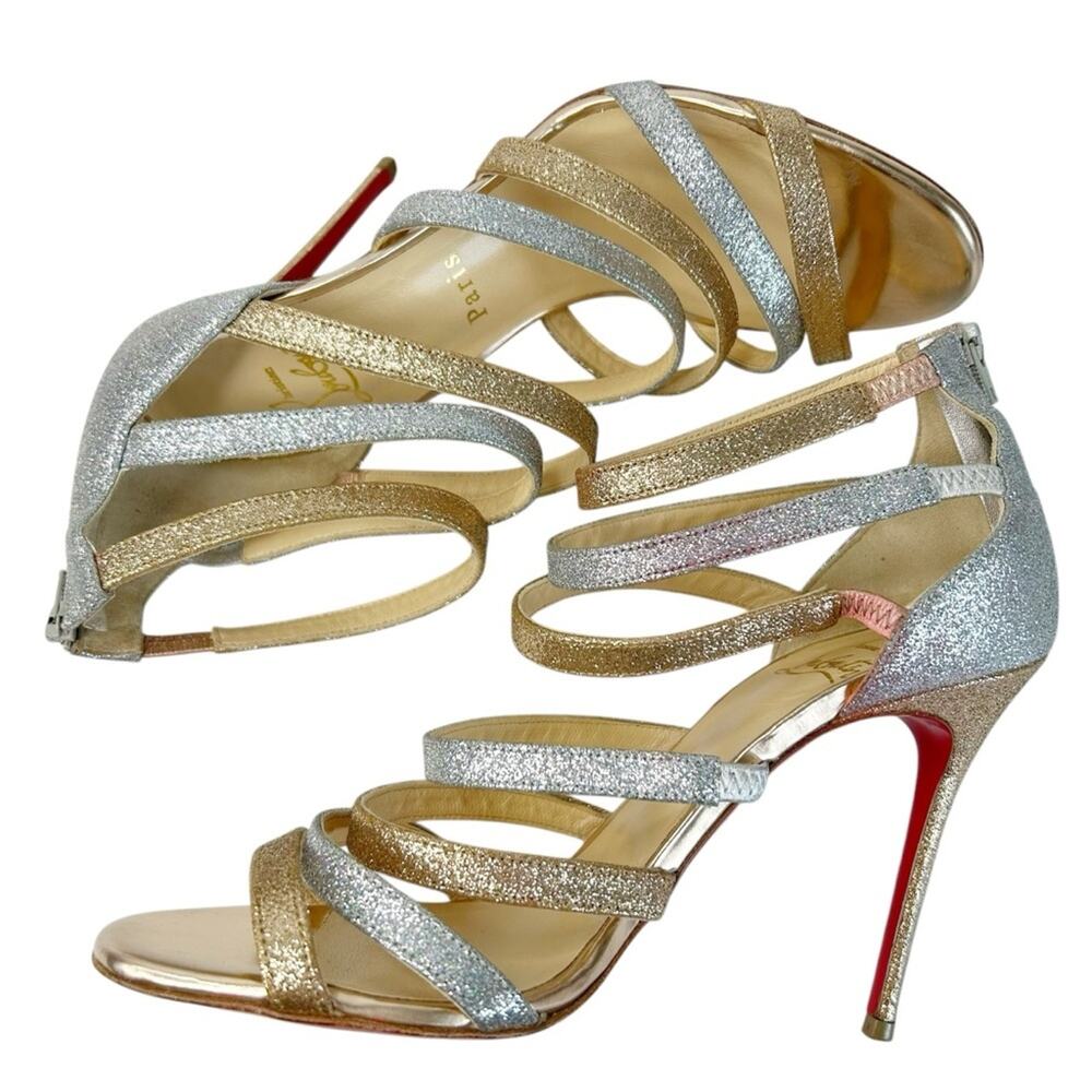 CHRISTIAN LOUBOUTIN Mariniere Glitter Strappy Heeled Sandals - Picture 5 of 13